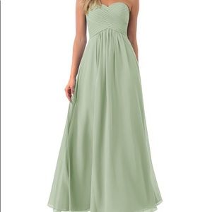Azazie Yazmin bridesmaid dress in Dusty Sage, size 4.